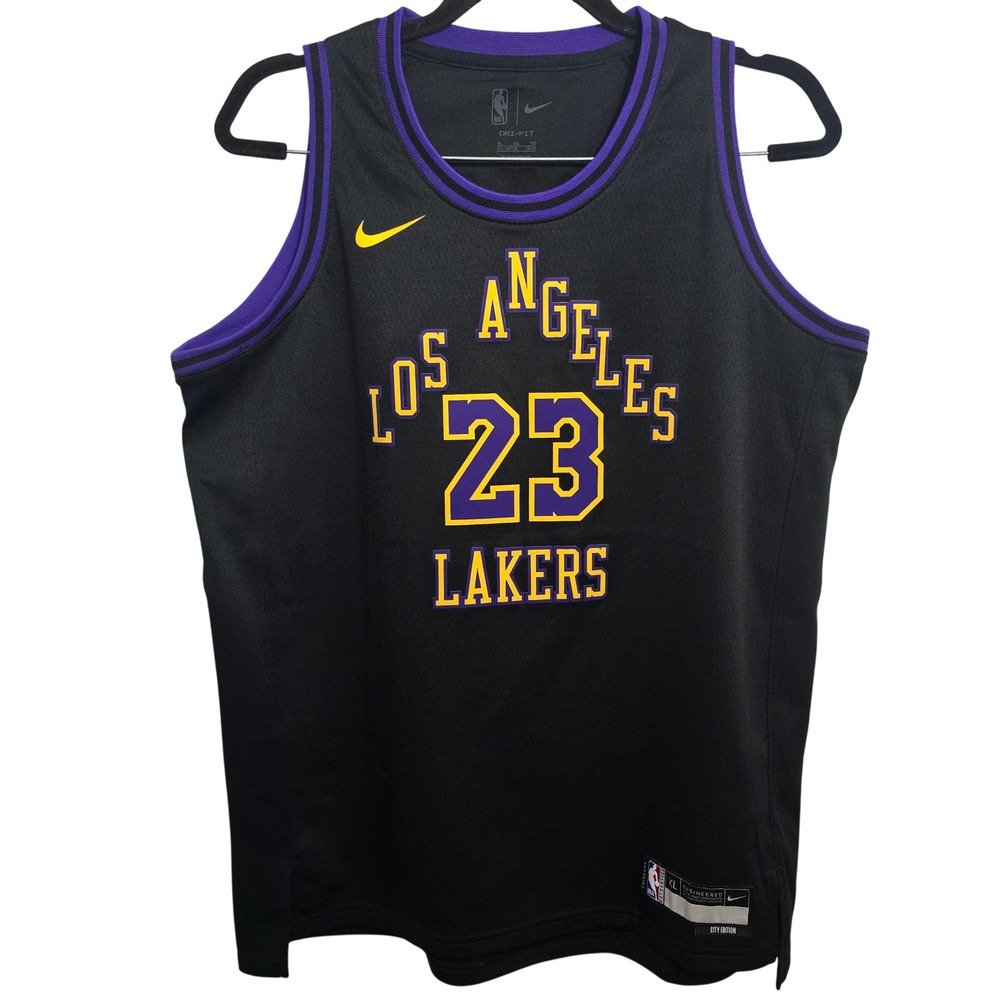 Nike LeBron James Los Angeles Lakers City Edition Jersey Black 23 Youth XL